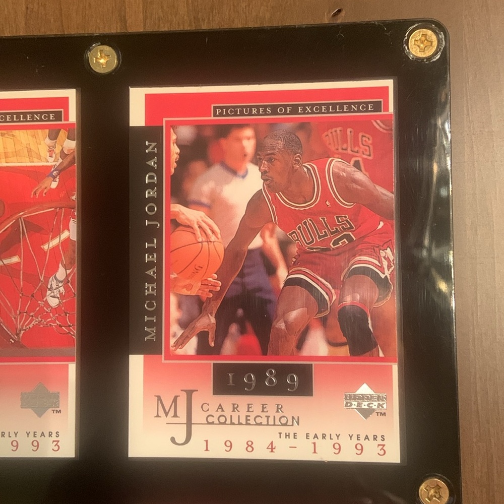 Michael Jordan 🏀 Timeline Card Display-Black & Gold Frame / Red Cards 1987-1994 - Picture 5 of 17